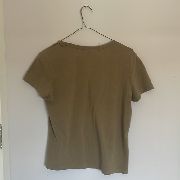 Women’s S olive green mushroom graphic tee - Picture 2 of 4